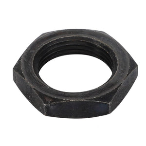 A black, hexagonal metal nut is shown against a white background. The product is identified as the AGCO | Mounting Nut - Acv0208420 from the brand AGCO.