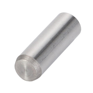 A cylindrical metal dowel pin with a smooth surface and a flat end, viewed from an angle: AGCO Roll Pin - 3006290X1 by AGCO. No current product description is available for this specific item.