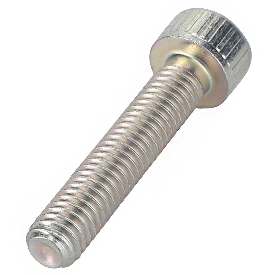 Close-up of the AGCO Hex Socket Head Capscrew (Product Code: 3009283X1) featuring a stainless steel threaded body and a ridged cylindrical head. No current product description available for this item.