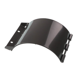 The AGCO | Hatch - Acx2775640 is a sleek, black, curved metal hinge with a flat mounting base featuring three screw holes for sturdy attachment.