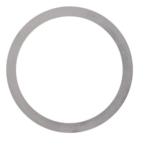 An AGCO Adjusting Shim - 3389385M1, a thin, circular metal ring with a smooth surface, commonly found in Massey Ferguson systems.