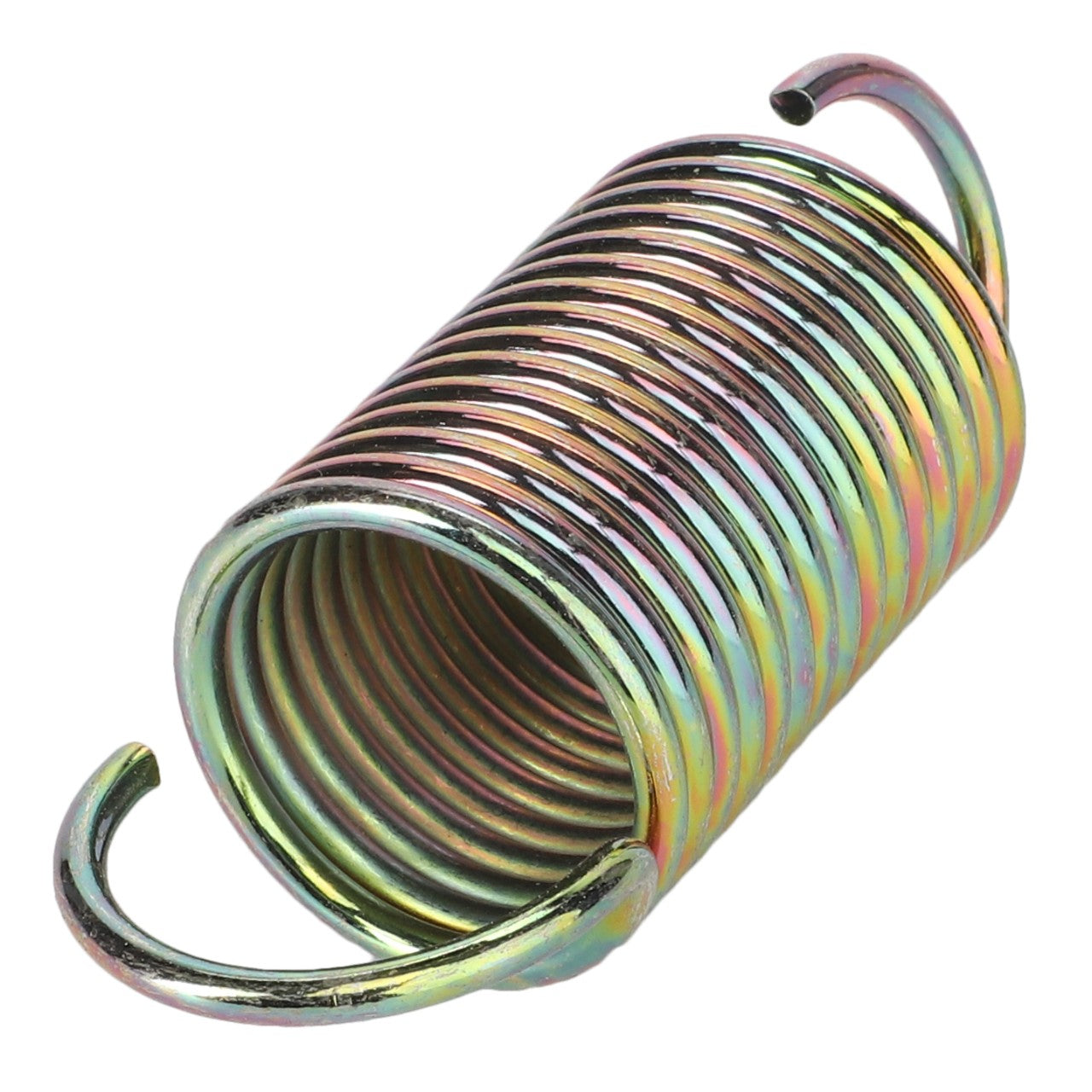 The AGCO SPRING - D28760287 from AGCO is a metal coil spring featuring hooks on both ends and a dazzling multicolored finish.