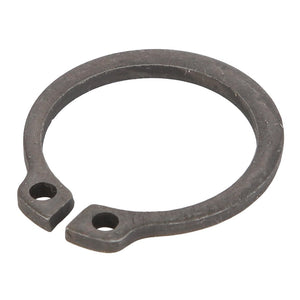 The AGCO CIRCLIP - D46100357 is a circular metal snap ring with two notched ends, often used in machinery and equipment to hold components securely in place.