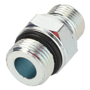 No current product description available, but the AGCO | Adapter - Acp0352000 from AGCO is a metal male-to-male thread connector featuring a hexagonal body and a rubber O-ring, perfect for joining two pipes or fittings.