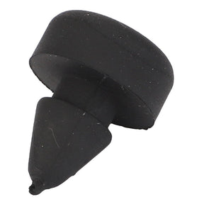 An image of the AGCO Plug Stopper - 816810260061, a black rubber grommet with an attached conical plug, expertly crafted for sealing or protecting openings in an array of devices and equipment.