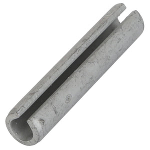 A close-up image of the AGCO Pin - Acp0322990, a cylindrical metal pin from AGCO with a slot running along its length, likely used as a spring pin or roll pin in various mechanical and engineering applications.