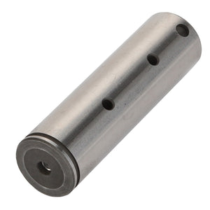 Introducing the AGCO | CLEVIS PIN - 0.008.0265.3, a cylindrical metal rod featuring four evenly spaced holes along its length and a circular recess at one end. For ordering assistance, please contact our support team.