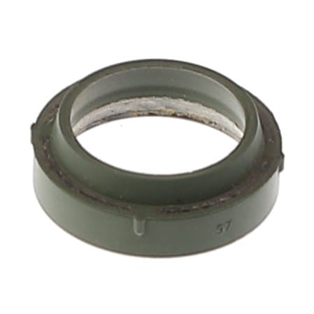 The AGCO Sealing Washer - Acp0584810, a small green circular mechanical seal with a slightly raised inner ring and smooth outer surface, is expertly designed for precision and durability.