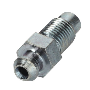 Close-up of the AGCO Bleeder - 3187874M1 metal grease nipple fitting with a threaded end and a hexagonal section for tightening, compatible with Fendt Models.