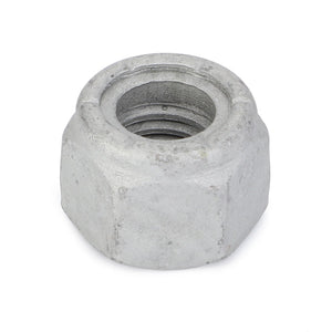 AGCO | Hex Locknut - 70923351, a hexagonal metal nut with a threaded interior, designed for fastening to a bolt and compatible with Massey Ferguson equipment.