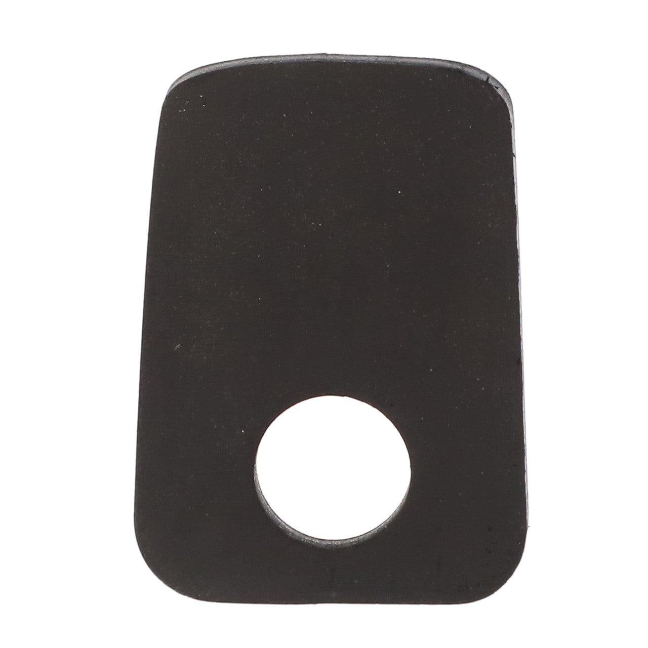 The AGCO | GASKET - AG718348 is a black, rectangular object with rounded corners and a circular hole near the bottom center. No current product description information is available for further details.