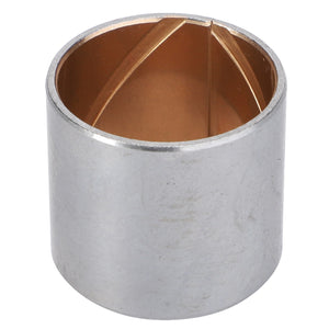 The AGCO | Bush - F339300020660 is a cylindrical metal bushing with an inner bronze layer and an external steel surface, featuring a visible split or seam. Product details are currently unavailable.