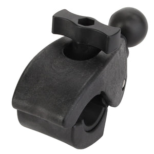 The AGCO | Clamp - Acw4948570, a black plastic clamp featuring a ball mount and tightening knob, is perfect for securing your devices against a white background.