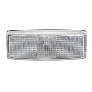 Rectangular, clear car side marker light from AGCO (Model: D45080005) featuring a checkered pattern and a central raised section revealing a bulb inside. No current product description information is available.