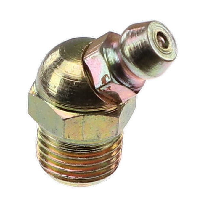 The AGCO | GREASE FITTING - AG562551 is a brass-colored grease nipple with a hexagonal base and a threaded end, designed for lubricating mechanical components. No current product description information is available.