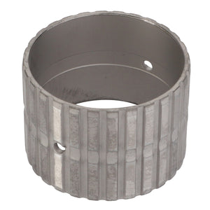 Currently, there is no product description available for the AGCO SLEEVE BUSHING - V30385600, a metallic cylindrical component with a grooved exterior and two small circular holes.