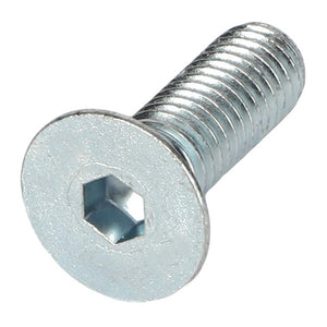 The AGCO COUNTERSUNK CAPSCREW - 0902-60-44-00, a hex socket cap screw with a flat head and threaded body made of durable metallic material, offers reliable performance.