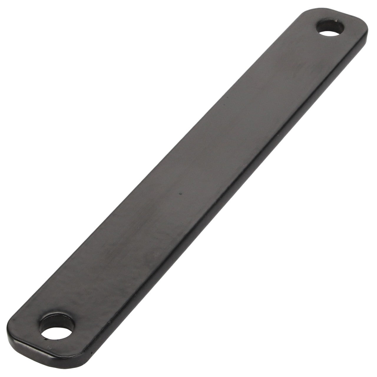 The AGCO | LINK - D28980693 is a flat, rectangular metal bar featuring a hole near each end.