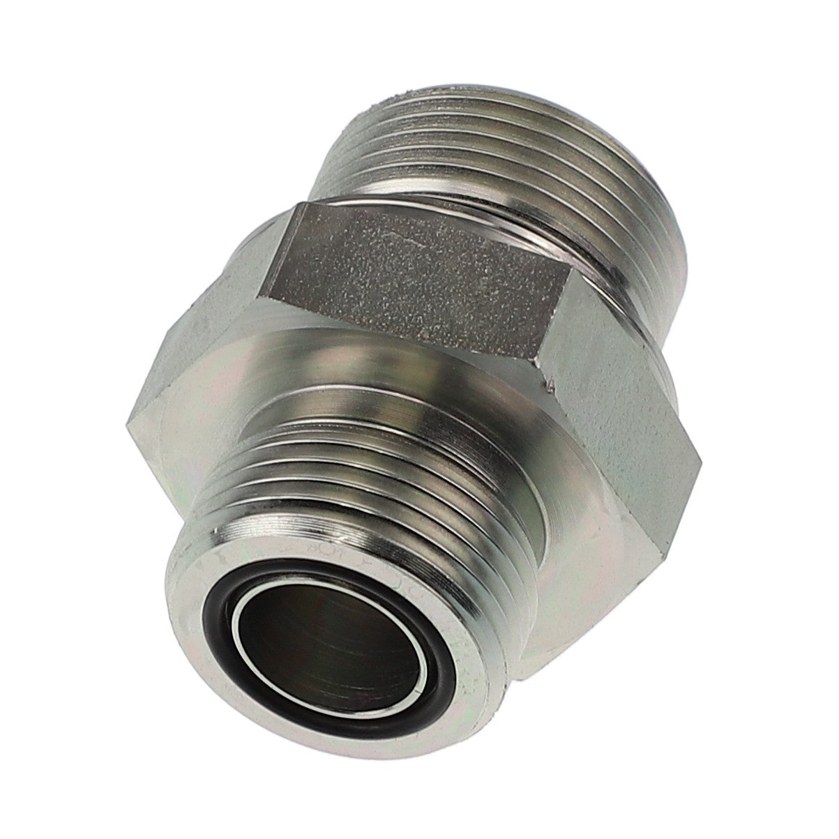 The AGCO | Union - Acw1966000 is a metallic threaded pipe fitting connector featuring a hexagonal central body and smooth cylindrical ends. No current product description information is available.