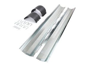 Two AGCO metal gutter guards, complete with mounting brackets and screws, are laid out on a white background. The current product description information for AGCO | Pea Equipment - D28086797 is not available.