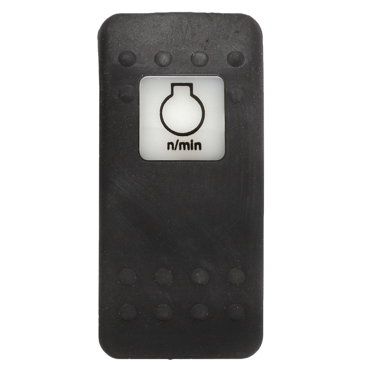 A product named AGCO | SWITCH - D45050053, known for its black rectangular button with a hole at the top center and "n/min" text below it, currently has no detailed description available.