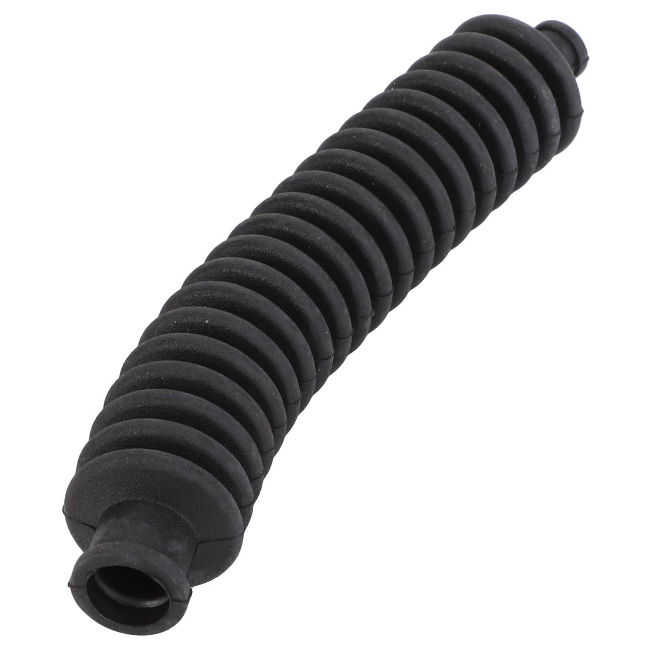 The AGCO | BELLOWS - F716100090020, from the brand AGCO, is a black rubber bellows featuring a ribbed structure commonly used in automotive applications to protect moving parts from dirt and debris. Unfortunately, no current product description information is available.