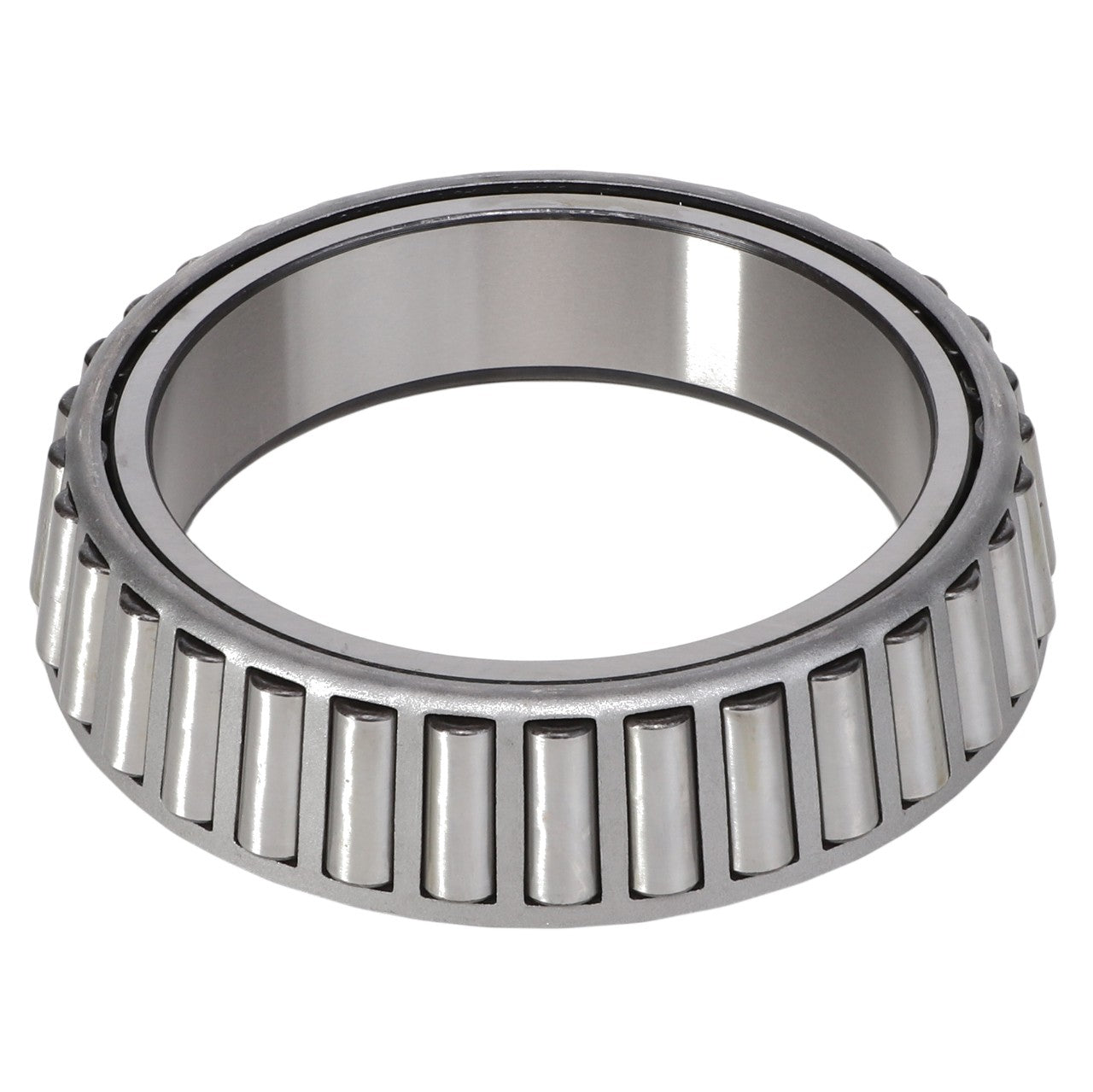 The AGCO | BEARING CONE - AG705959, a tapered roller bearing specifically designed for the off-road industry by AGCO, features external grooves and cylindrical rollers arranged in a conical shape, effectively supporting thrust loads.