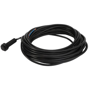 An AGCO SENSOR - D45050089 featuring a coiled black cable with a sleek cylindrical connector at one end.