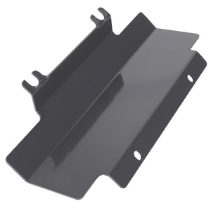 A shiny, black metal bracket from AGCO, featuring two mounting holes and two raised hooks on one side. This unique design is not currently described in any available product descriptions under the name AGCO | Pto Guard - Acw1995580.