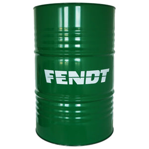 A green barrel of AGCO Hydraulic Fluid - X991500300000 with the word "FENDT" in white letters printed on its side, perfect for use with your Fendt Models or Farmer 309 C equipment.