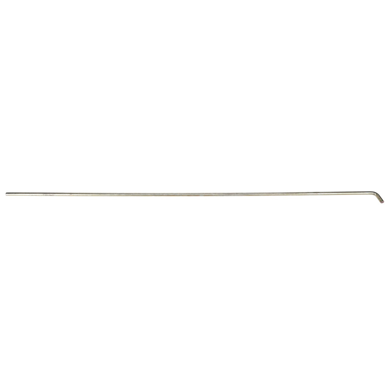 Product: AGCO | SPRING WIRE - D28181046

Description: A long, thin, straight metallic rod featuring a slight bend at one end.