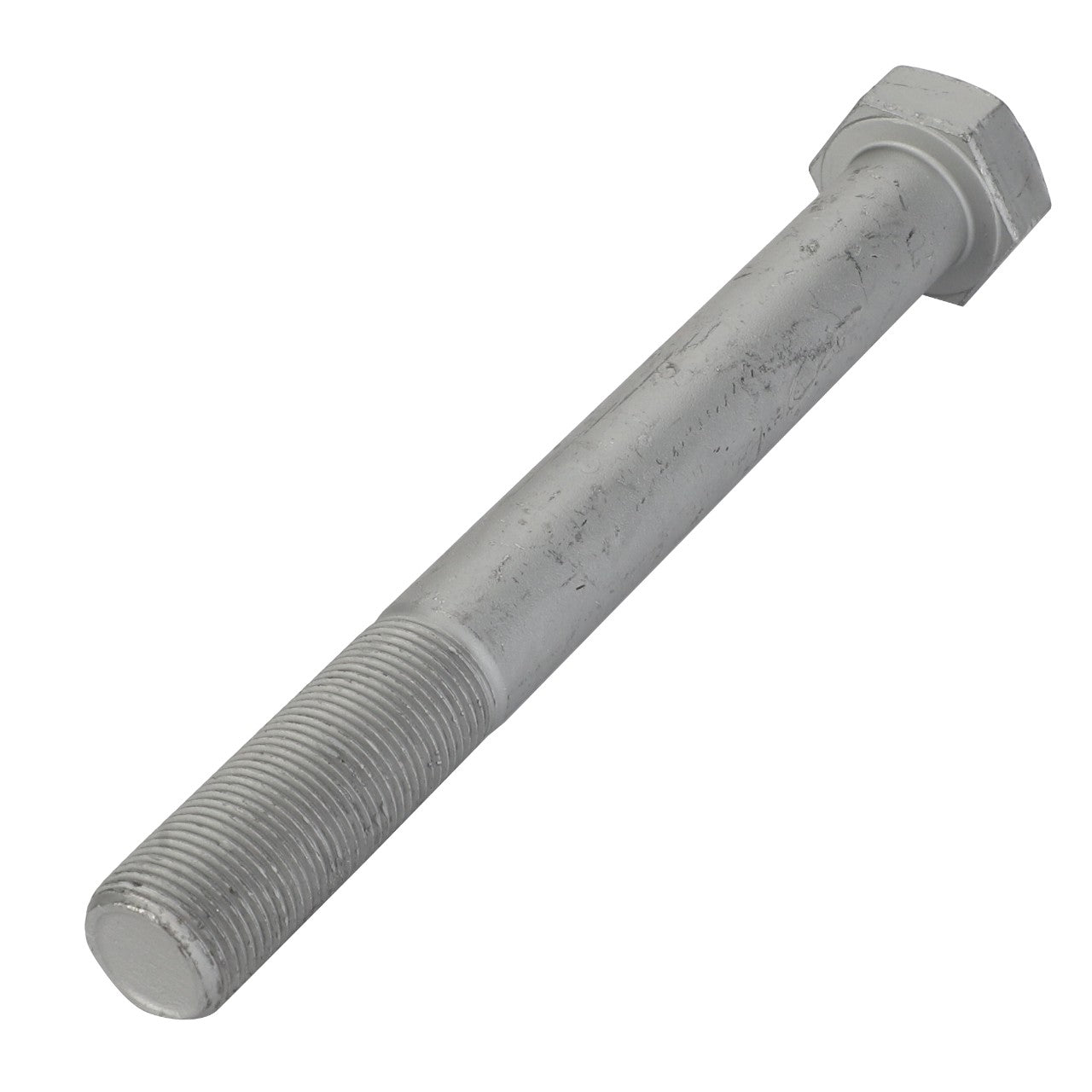 The AGCO | Hex Cap Screw - La15990531, a metallic hex bolt with a threaded shaft, is displayed against a clean, white background.