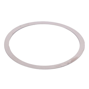 A thin, circular metal ring with a smooth surface, reminiscent of the precision engineering seen in Fendt models, is shown on a white background. Labeled as the AGCO Adjusting Shim - 3033341M1, this product epitomizes the quality associated with the AGCO brand.