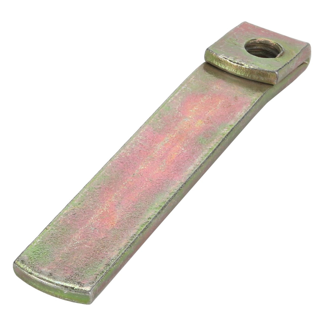 This product, named AGCO | LOCKNUT - D27300323 from the AGCO brand, is a metal flat bar featuring a hole on one end. It exhibits a slightly rusted and weathered look. There is currently no detailed product description available for it.