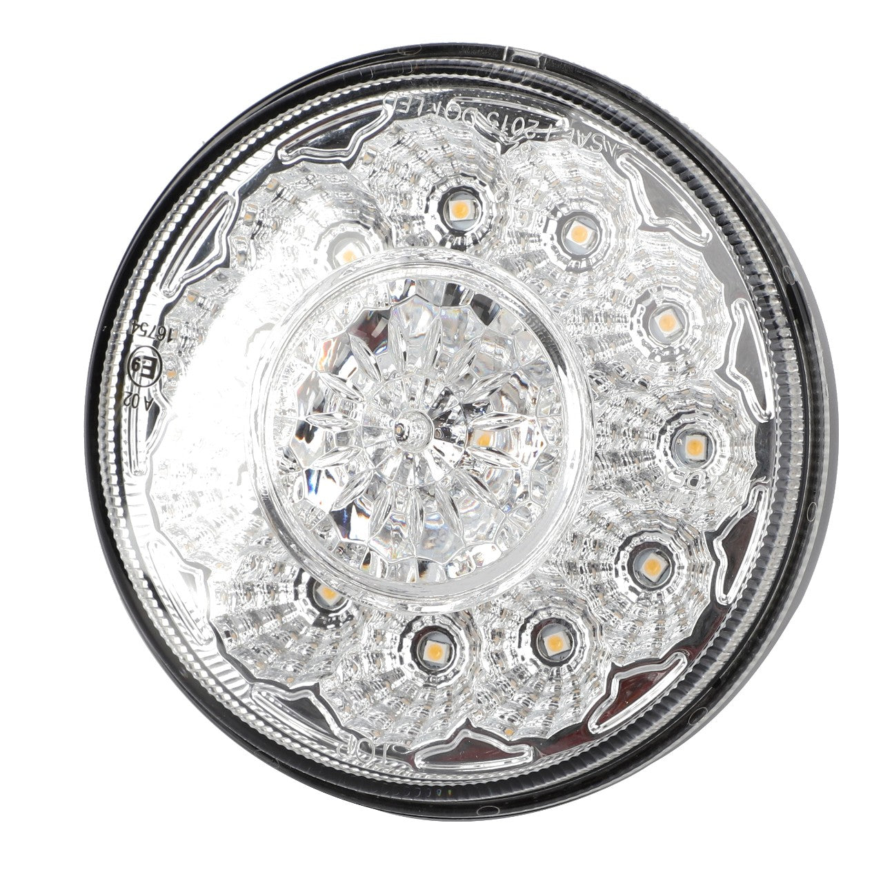 Experience the AGCO | Lamp - Acw1518860: a detailed close-up view reveals a round LED light featuring multiple small bulbs arranged in a circular pattern around a central lens.