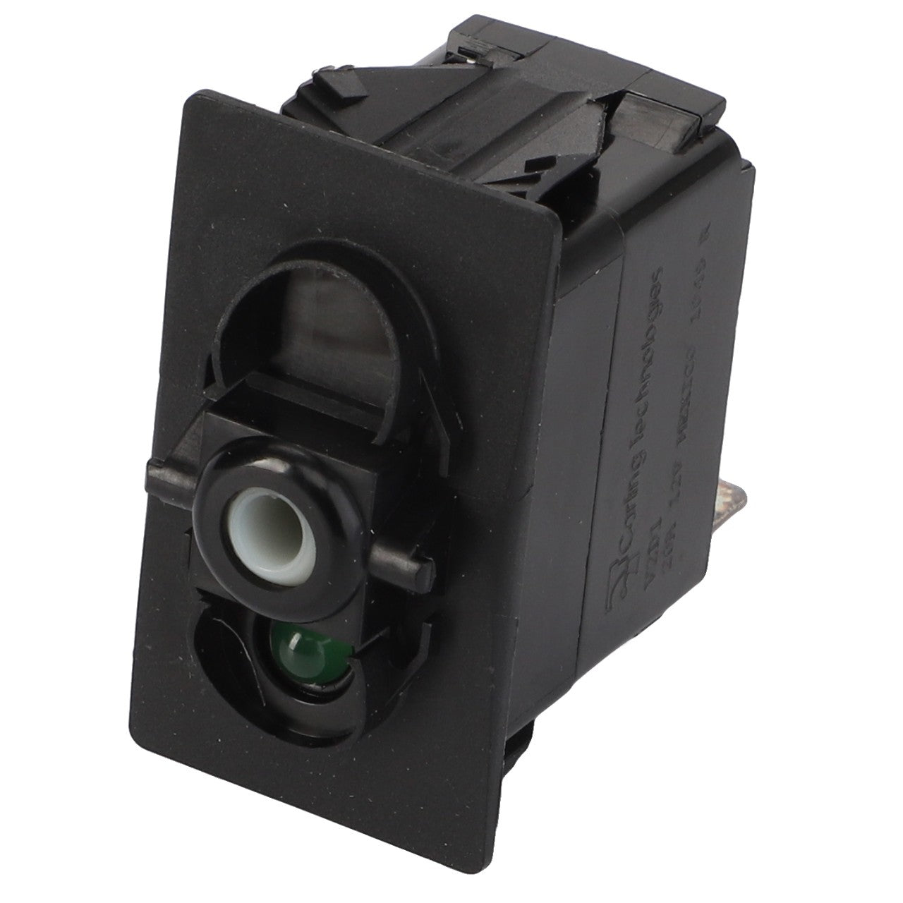 The AGCO | SWITCH - D45000127, branded by AGCO, is a black rocker switch featuring a single green LED indicator and comes with a mounting frame. Detailed product information is currently unavailable.