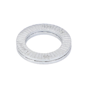 An AGCO Locking Disc - Acw0988400, a metallic Nord-Lock washer with engraved markings, displayed against a plain white background. No current product description information is available.