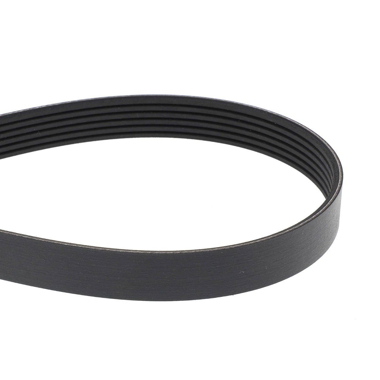 Introducing the AGCO Serpentine Belt, Pk6 Profile - 4357919M3: a ribbed drive belt featuring a flat outer surface and multiple parallel grooves on the inside. It is engineered to meet precise engine specifications for optimal performance. Trust AGCO's genuine serpentine belts for unmatched durability and reliability.