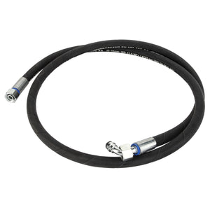 Image of the AGCO Hose - Acw0881950, a black rubber hose with metal connectors at both ends, forming a loop. The hose appears to be flexible and is commonly used for hydraulic or pneumatic systems. No specific dimensions are provided.