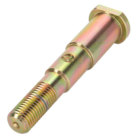 The AGCO Pin - Acp0233130 from renowned brand AGCO is a unique metallic bolt with both threaded and smooth sections, a hole in the middle, and a hexagonal head. No existing product description captures its distinct design.