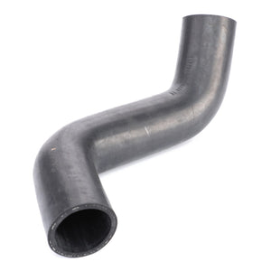 The AGCO Upper Radiator Hose (part number 3807508M1) is a curved black rubber hose with two open ends, one visibly larger than the other, designed specifically for Fendt Models in the AGCO Genuine Cooling Hoses lineup.