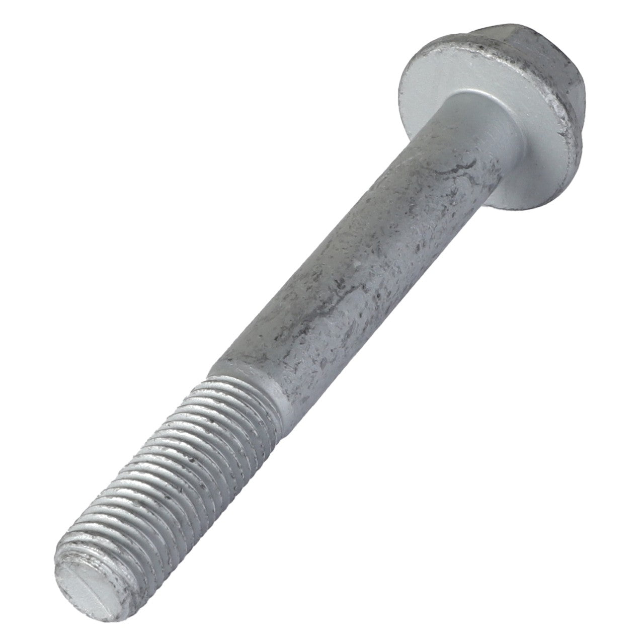 The AGCO Hex Flange Head Machine Screw - Acw1041100, featuring a metallic bolt with threads on one end and a hexagonal head on the other, is displayed against a plain white background. Currently, no additional product description information is available.