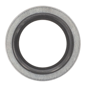 A circular metal bearing with an inner rubber ring viewed from above, closely resembling the precision components found in a Massey Ferguson MF transmission system, such as the AGCO Sealing Washer - V836684772.