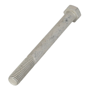 Here is a detailed view of an AGCO | HEXAGONAL HEAD BOLT - AG553417, featuring threads on one end and a hexagonal head on the other. The bolt shows signs of wear and light corrosion. No further product description information is available at this time.