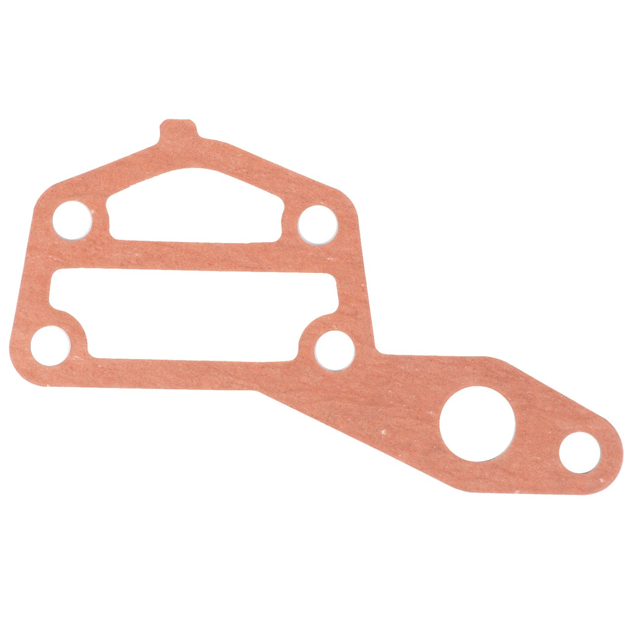 The AGCO | Joint - 3641286M1 is a flat, intricately cut gasket with multiple holes and extensions, designed specifically for sealing joints in machinery or engines, including Massey Ferguson models and Fendt fitment.