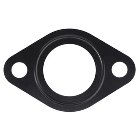 A black metal gasket, model 4226383M1 by AGCO, featuring a central circular opening and two side holes, compatible with Massey Ferguson machinery.