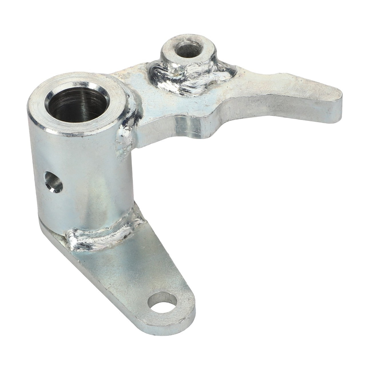 The AGCO Lever - Acp0666160 is a metal mechanical component consisting of both cylindrical and flat sections, featuring drilled holes and welding marks. Unfortunately, there is no current product description available.