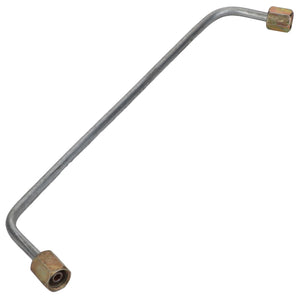 No current product description available. However, the AGCO Fuel Pipe - Acp0200540 by AGCO is a bent metal tube with threaded fittings on both ends, typically used as a component in plumbing or mechanical systems.