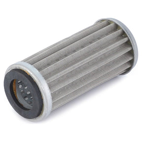 A cylindrical metal mesh filter with black rubber ends, used as a hydraulic filter cartridge in Massey Ferguson models, is known as the AGCO Hydraulic Filter Cartridge - 3300901M91.