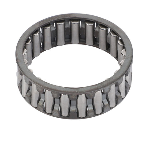 The AGCO | Needle Roller Bearing - 3798135M1, produced by AGCO, features a cylindrical design with metal rollers arranged evenly in a circular frame, specifically engineered to reduce friction and enhance efficiency in Massey Ferguson machinery.